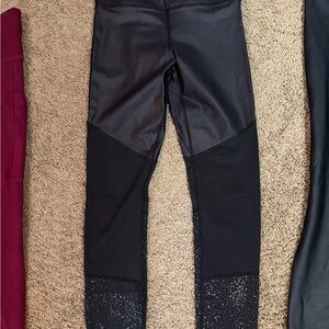 Black and Gray Leggings with Sparkle Detail